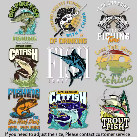Funny &amp; Relaxing Fishing Decals: Durable Heat Transfer Patches for T-Shirts &amp; Bags Quick Application, Instant Style