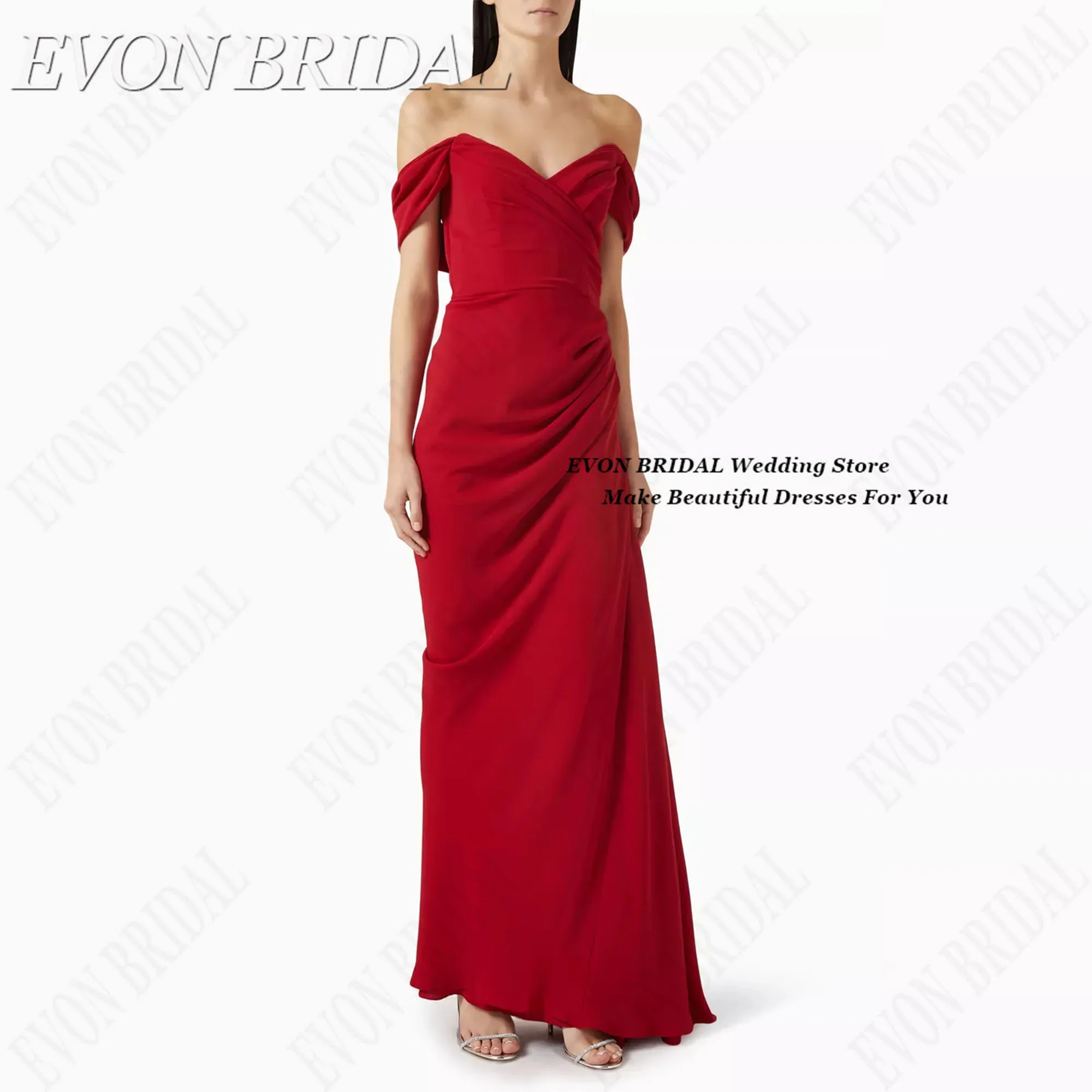 

Fashion V-Neck Evening Gown A-Line Simple Formal Occasion Gala Party Dress Generous Sleeveless فساتين سهرة EVON BRIDAL Customize