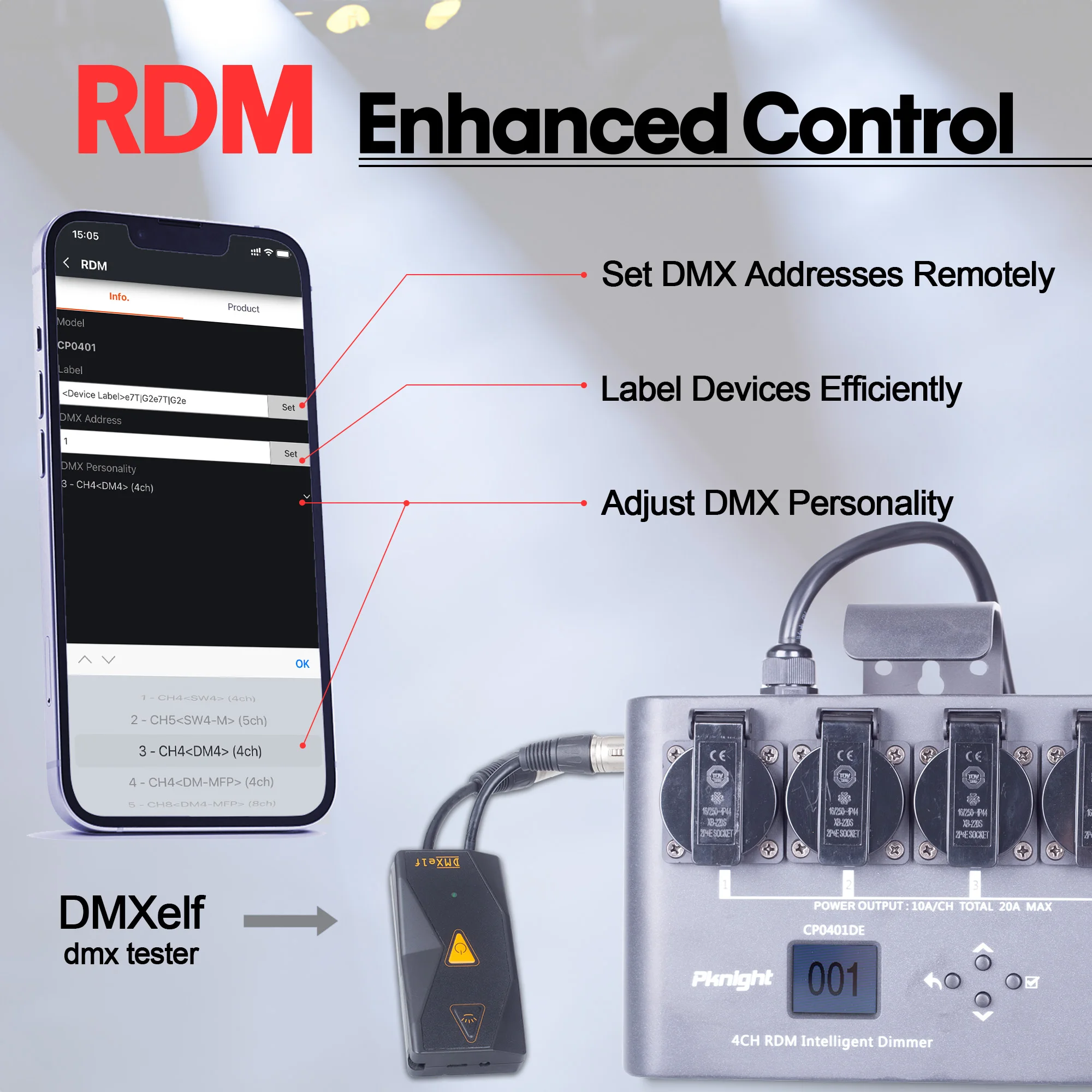 Imagem -04 - Rdm Dmx Dimmer Switch Relé Pack Iluminação Acessórios Pknight4-channel