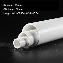 1Pcs OD 6~160mm White PVC Pipe Aquarium Fish Tank Water Supply PVC Tube Garden Irrigation Watering Fittings Rigid Round Pipe DIY