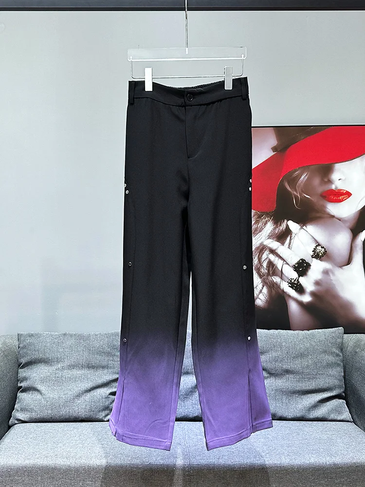 

Мужские брюки в американском ретро-стиле с высокой талией, облегающие, прямого кроя, с эффектом драпировки, с градиентным окрашиванием, не требующие глажки, повседневные.