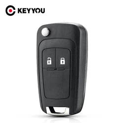 KEYYOU 2 Buttons Car Folding Flip Key Housing Replacement For Opel For Astra J For Corsa E Automobile Key Shell Fob Cover Case