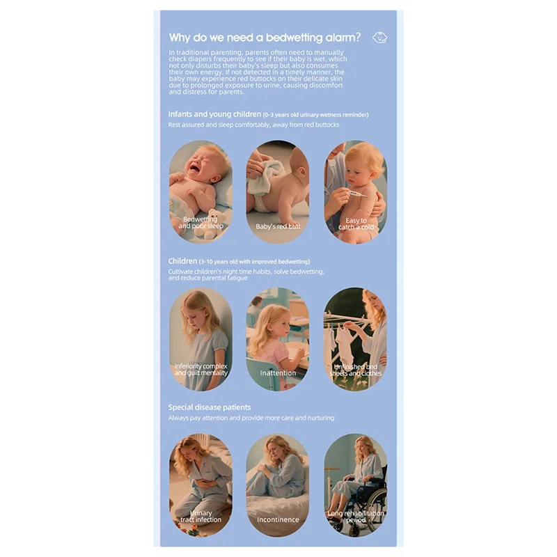 【Clearance Sale】Enuresis Alarm Baby Bedwetting Alarm For Boys Grils Kids Potty Training Elder Care 3 Alarm Modes Magnetic Suctio