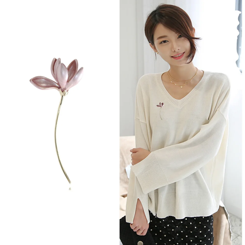 Chinese Style Auspicious Lucky Lotus Brooch Drip Oil Gold Tone Elegant Floral Lapel Pin Multi Color Jewelry For Women Daily Wear