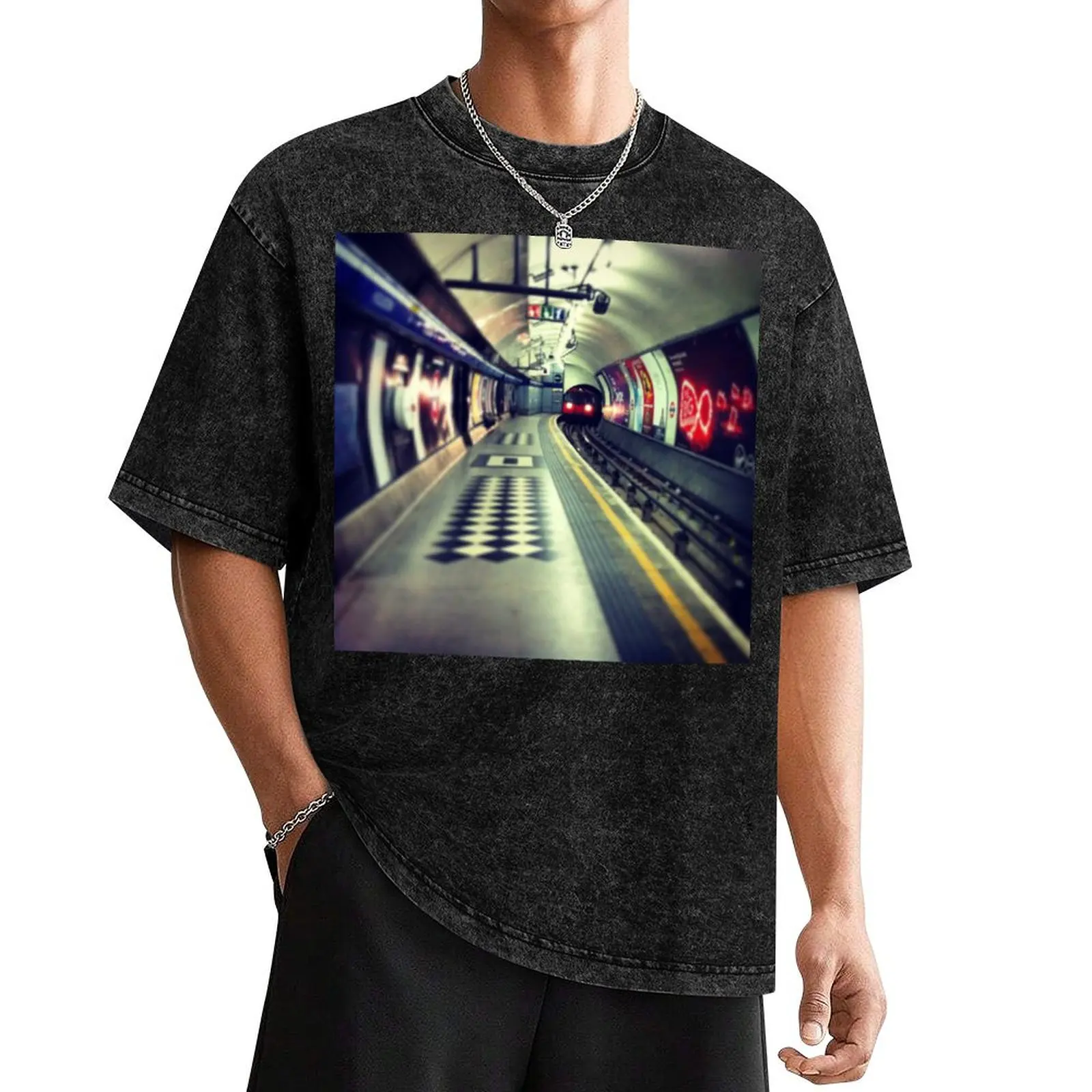 

London underground - Train coming! train lights on rails T-Shirt summer shirt mens t shirts casual stylish