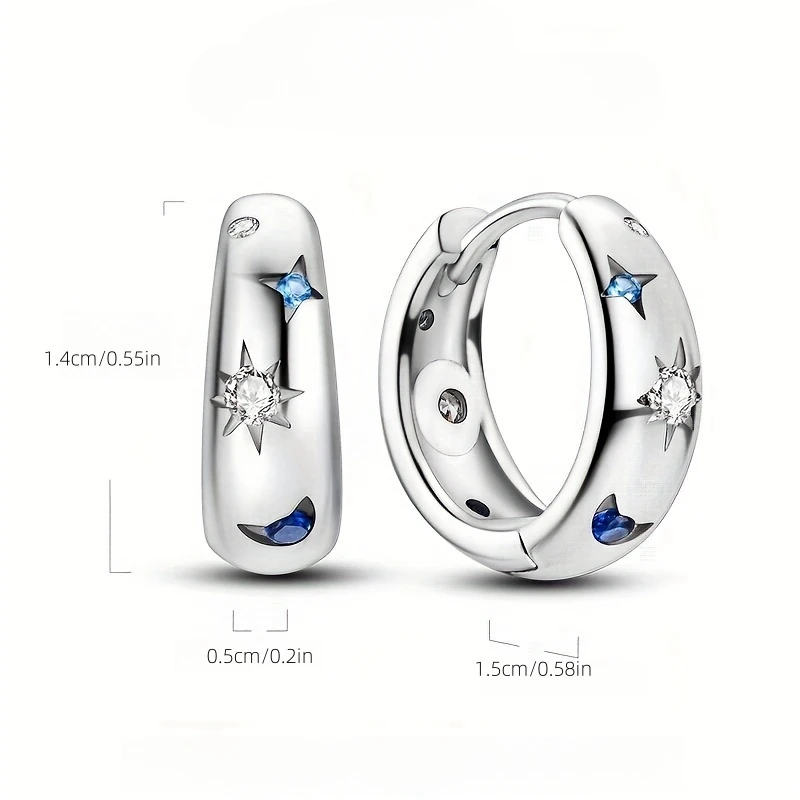 Silver Color Hoop Earrings  for Woman Pendientes Zircon Heart Shape Star Eardrop Original Earring Fashion Jewelry image 4
