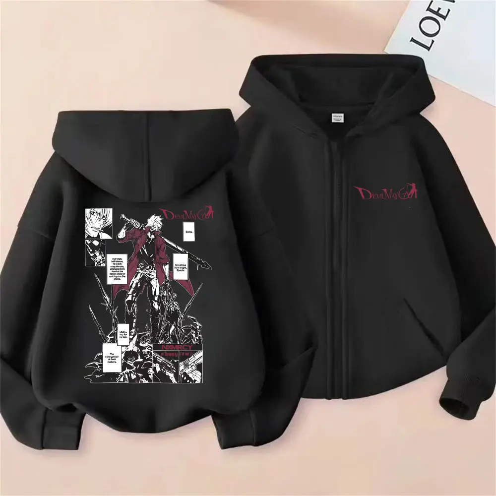 

Anime Devil May Cry Son of Sparda Dante Zipper Hoodie Men Women Manga Oversized Streetwear Men's Casual Fleece Zip Up Hoodies