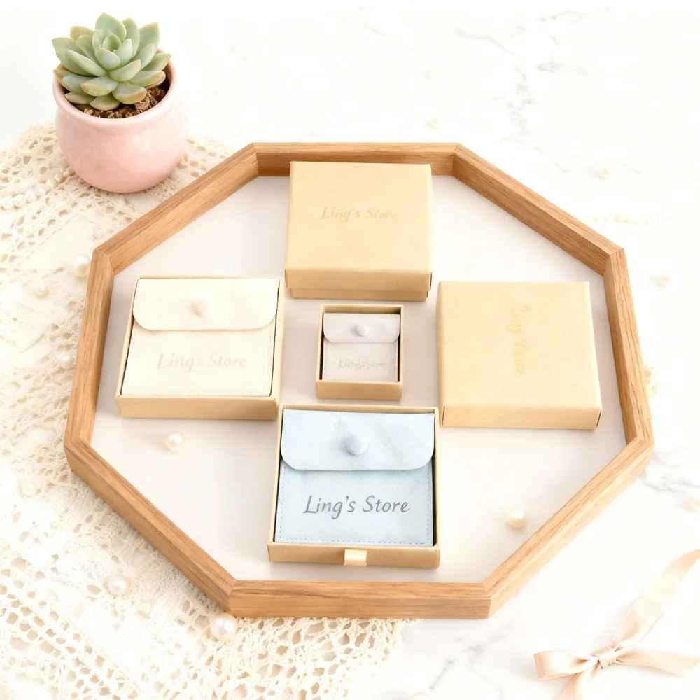 صغيرة 8x8 سنتيمتر ستوكات الجلد المدبوغ شنطة هدايا أزرار خاطفة الحقيبة 9x9x3.2 سنتيمتر كرافت ورقة درج صندوق أقراط علبة تغليف المجوهرات