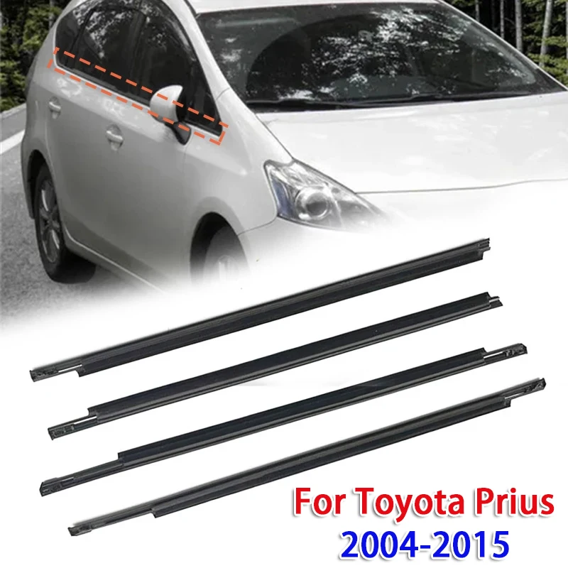 

4pcs Black Car Side Window Glass Seal Moulding Trim for Toyota Prius 2004-2015