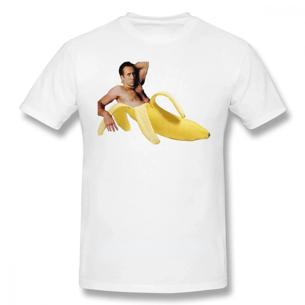 Man T Shirt Nicolas Cage In A Banana Original Yellow Printed T-Shirt Short Sleeve Summer Tee Shirt Fun Graphic Mens Tshirt