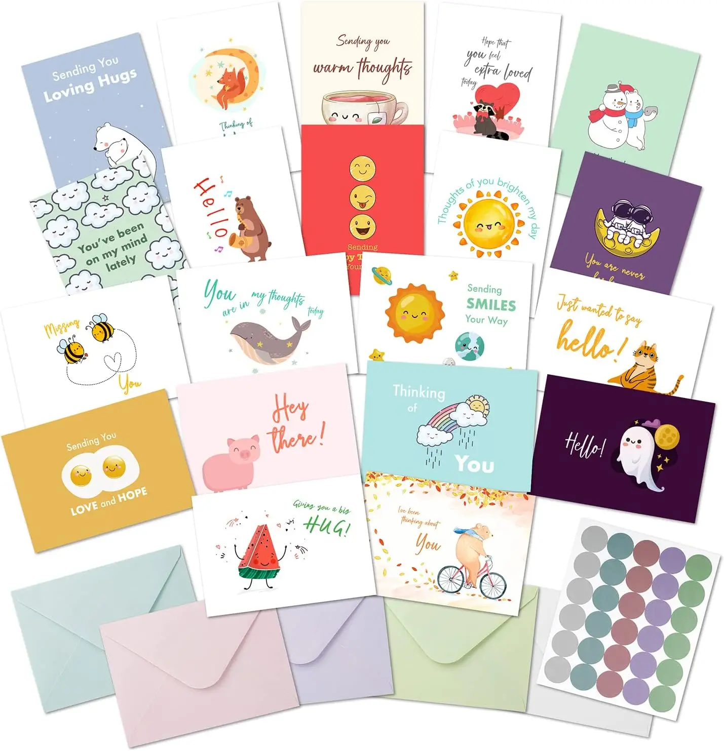 

Pen- Thinking of You Cards with Envelopes, 20 Unique Design, Large 5”x7”, Thinking of You Card, Blank Inside, Greeting Cards Thi