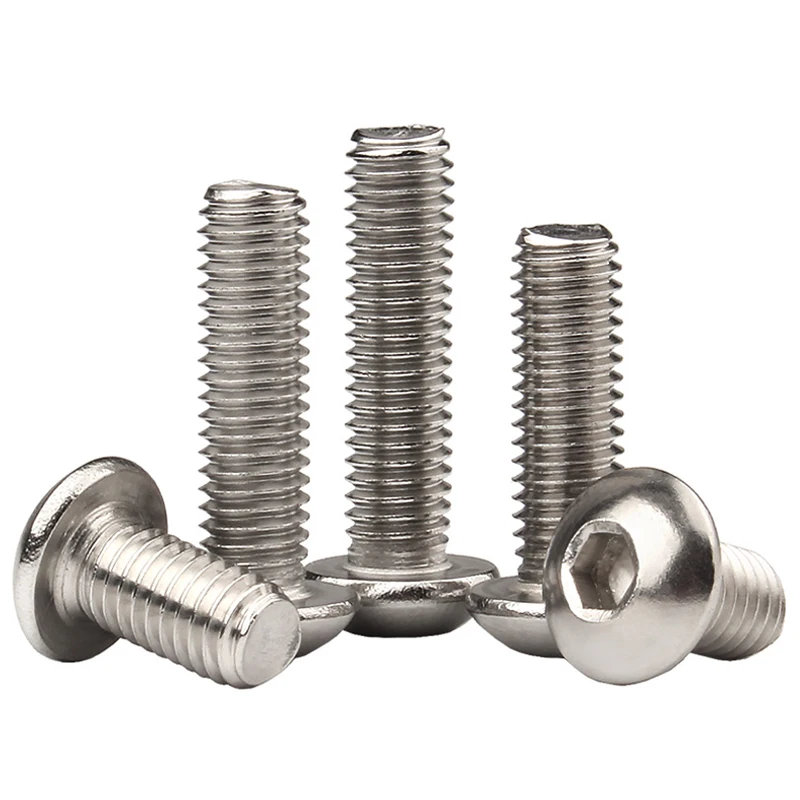 Vis à tête ronde/tête cylindrique en acier inoxydable 304, vis à douille hexagonale, tasse ronde en forme de champignon, boulons à tête demi-ronde M2M2.5M3M4M5M6M8M10 ~ M16