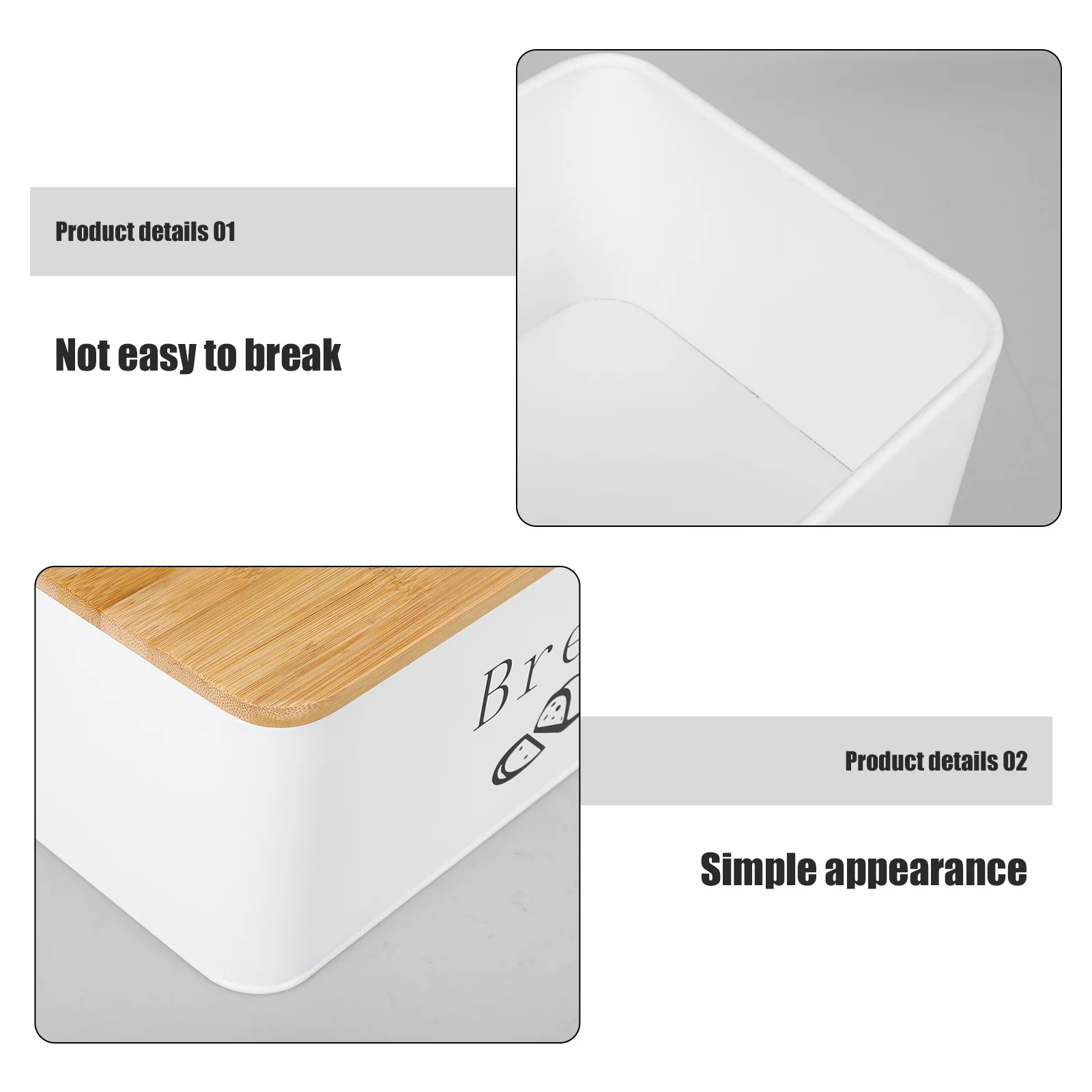 

Metal Bread Box Carbon Steel Bamboo Lid Kitchen Bread Storage Case for Countertop Bakery Snack Fruit Organizer