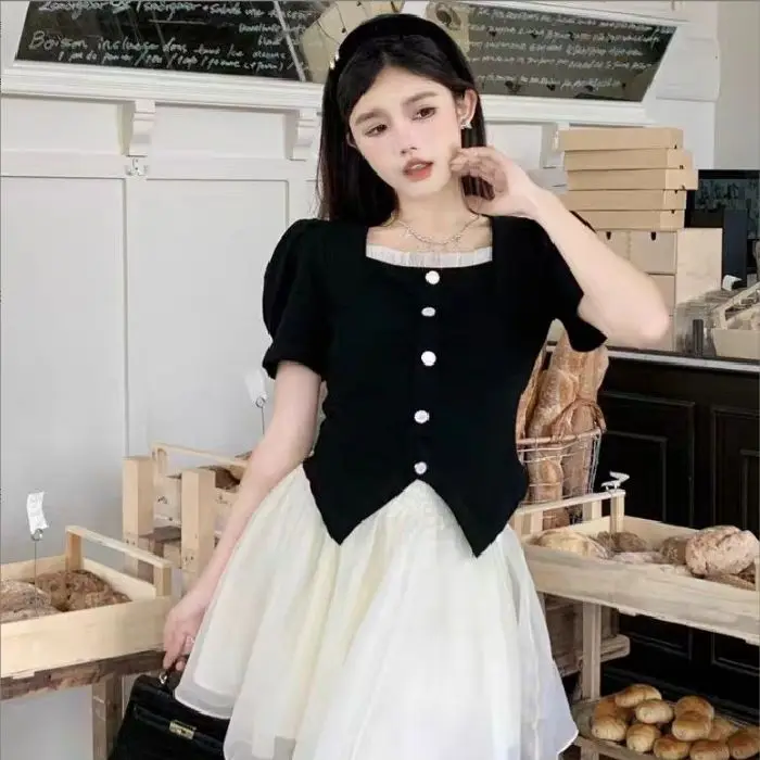 

plus Size Women's Sexy White A-Line Skirt Set Slimming Meat Covering Summer MMA Half Skirt Women's Two-Piece Set Casual Style