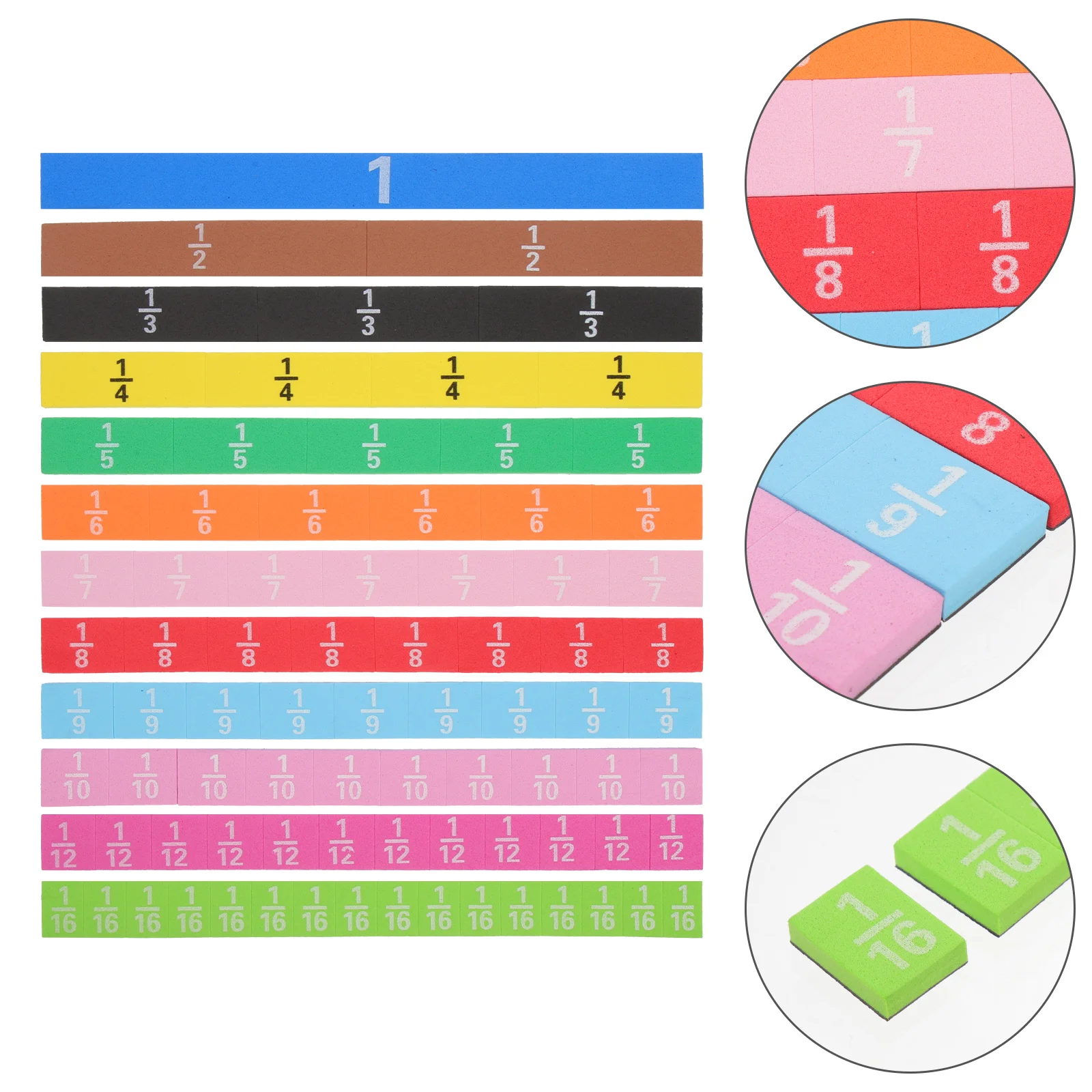 Fraction Tiles Strips Bars Toy Toddler Foam Fractions Manipulatives Magnetic Preschool Kids