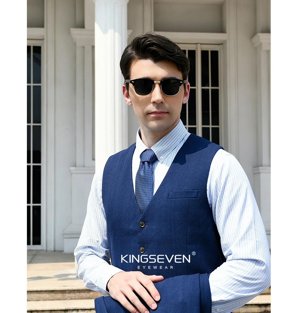 KINGSEVEN Qualität Upgrade Handgemachte Walnuss Holz Sonnenbrille Männer Polarisierte Halbrand UV400 Schutz Retro Brillen Frauen – Detail 1
