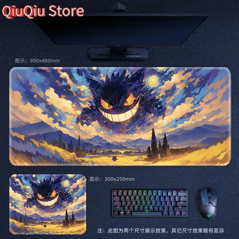 Large Anime Mouse Pad Gengar E-sports Game Computer Desktop Keyboard Pads Pokémon Cartoon Peripheral Mousepad