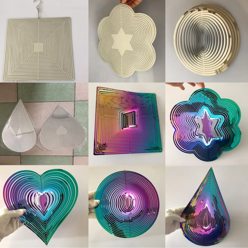 

Metal crafts wind chimes 3D three-dimensional rotating pendant