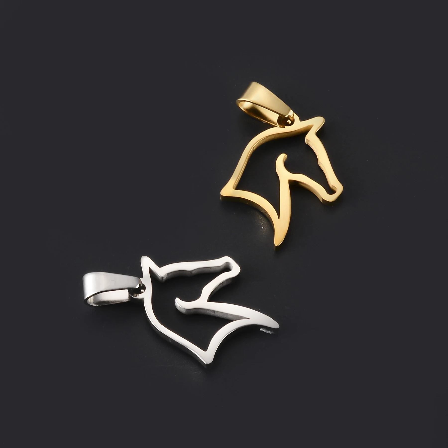 5Pcs Simple Hollow Out Horse Head Charm Stainless Steel DIY Jewelry Making Supplies Earrings Necklace Bracelet For Women Men