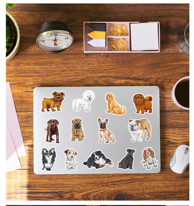 만화 귀여운 강아지 시리즈 그래피티 스티커, 노트북 헬멧에 적합, 데스크탑 장식, DIY 스티커, 장난감 도매, 50 개
