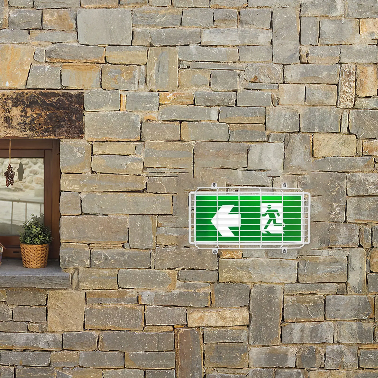 

Exit Sign Protective Cage Iron Wire Guard For Emergency Light Wall Mounted Safety Cover For Commercial Spaces Gyms Offices