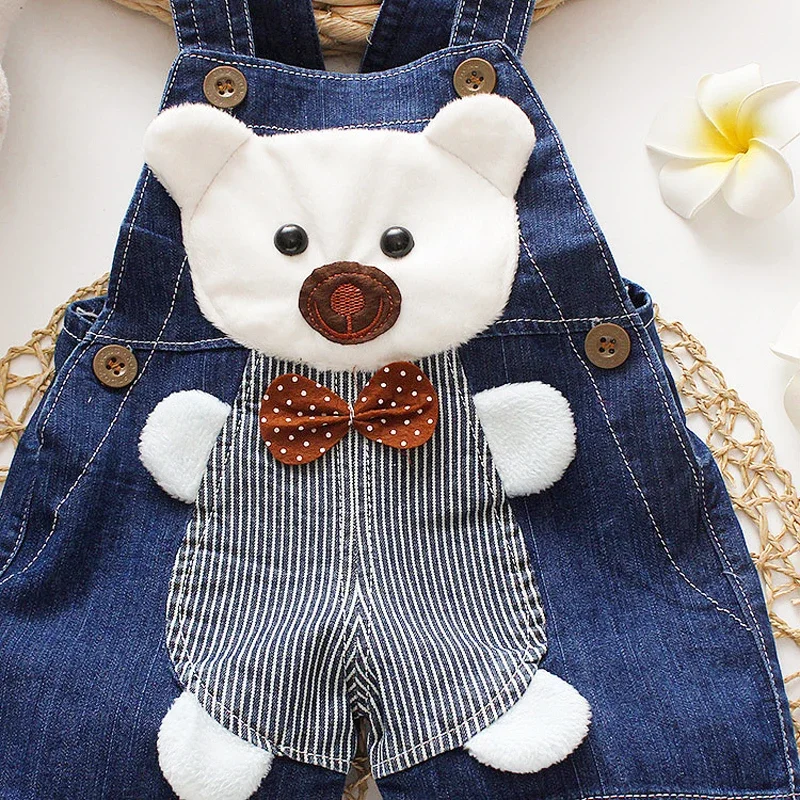 DIIMUU Summer Overalls Shorts Boys Girls Denim Jumpsuits Toddler Clothes Cartoon Boy Casual Jeans Playsuits Baby Bottom Clothing