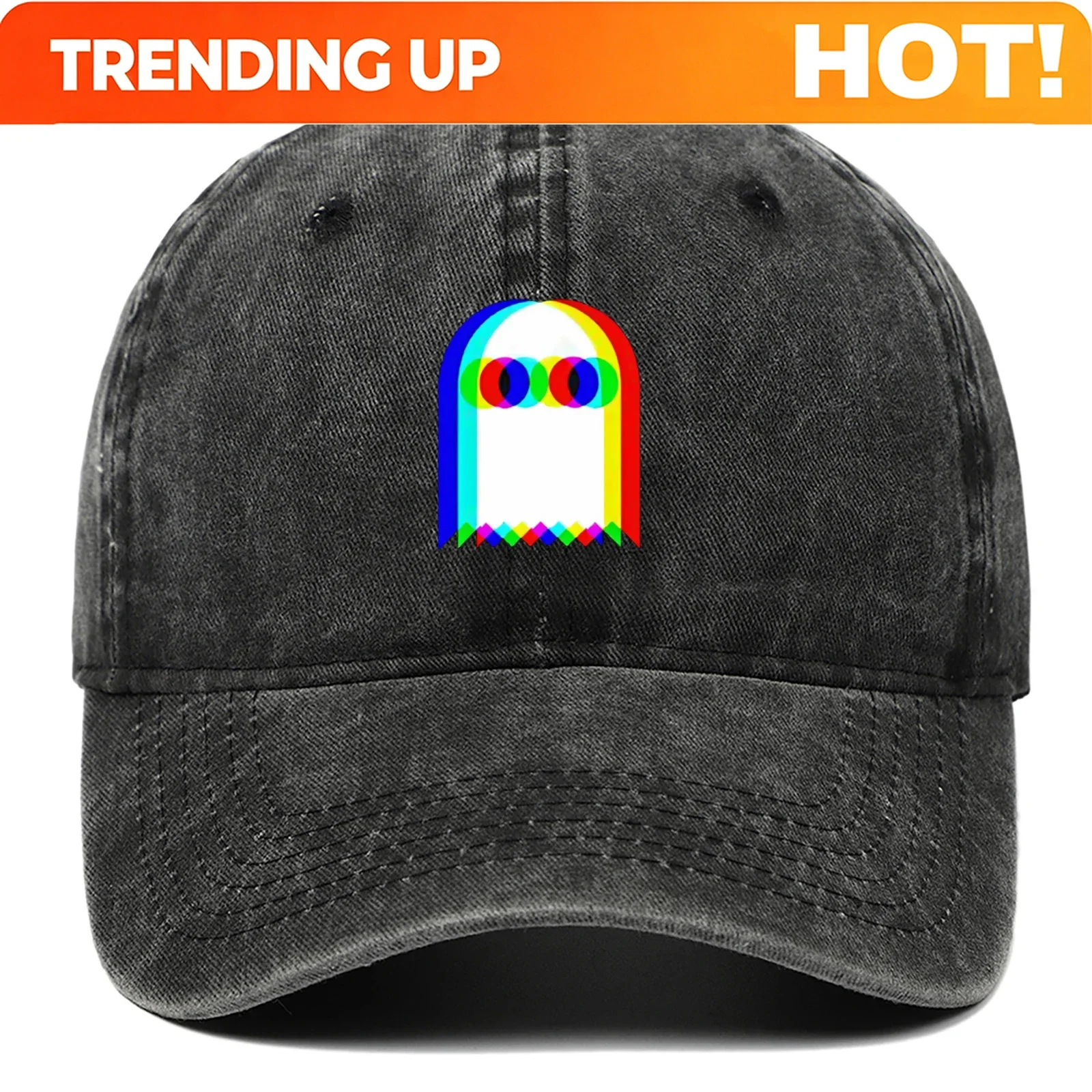 Customization Colorful Ghost Print Baseball Cap Suitable For Daily Dressing Up And Halloween Parties, Adjustable Outdoor Sun Pro