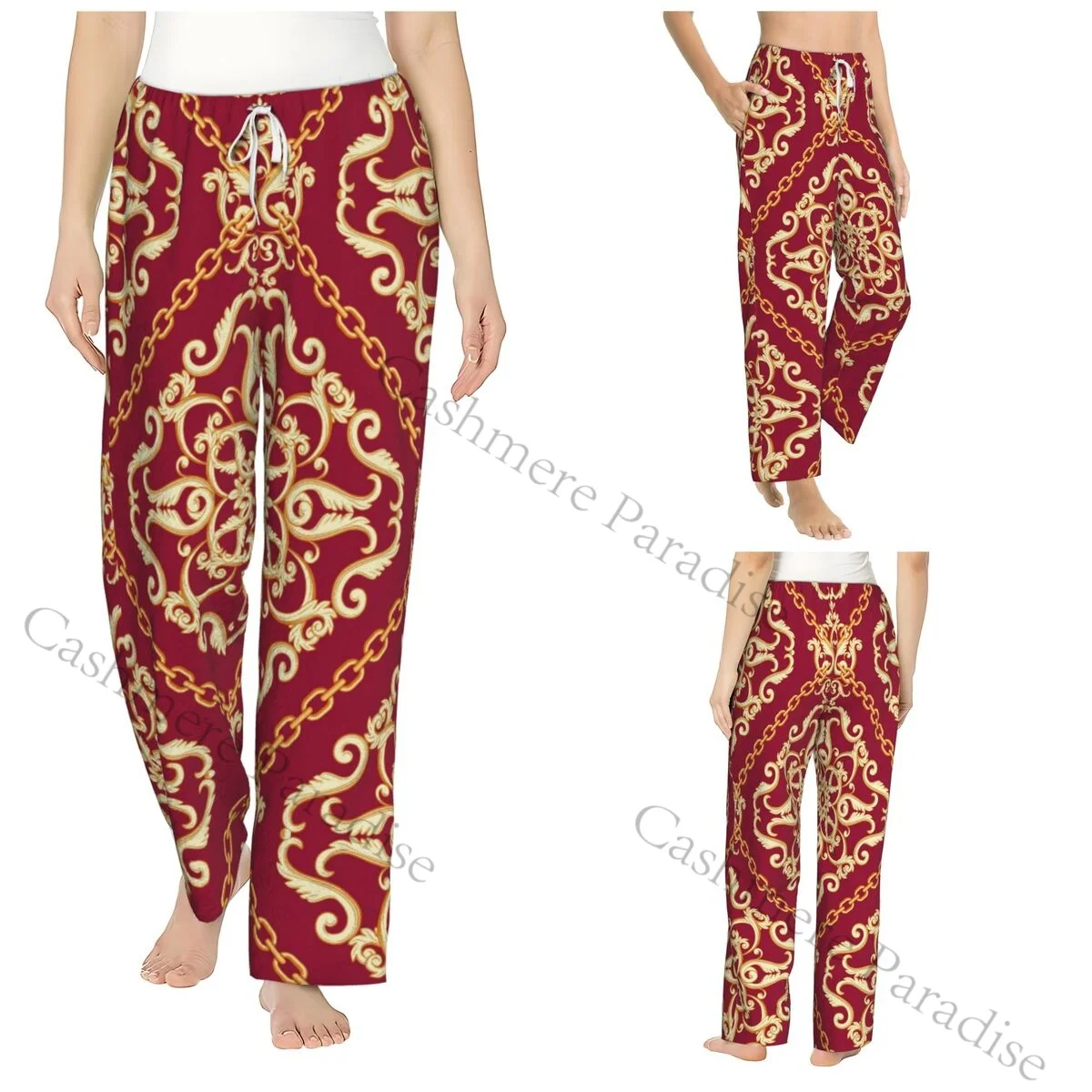 

Golden Baroque Warm Women Pajama Pants Flannel Sleep Bottoms Soft Fleece Loungewear