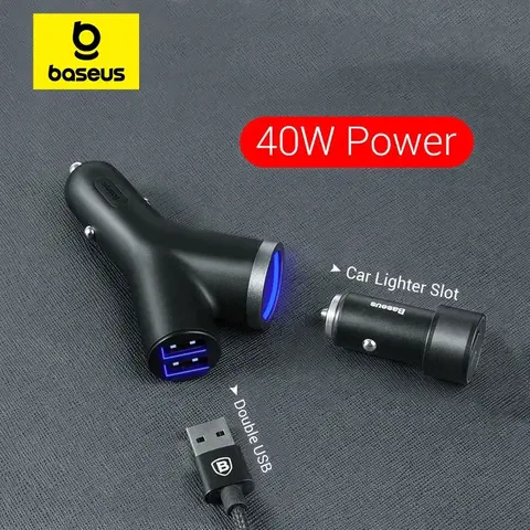 범용 휴대 전화에 대 한 Baseus 40W 차량용 충전기 태블릿 GPS 3 장치에 대 한 듀얼 USB 자동차 시가 라이터 슬롯 자동차 전화 충전기 범용 휴대 전화에 대 한 Baseus 40W 차량용 충전기 태블릿 GPS 3 장치에 대 한 듀얼 USB 자동차 시가 라이터 슬롯 자동차 전화 충전기