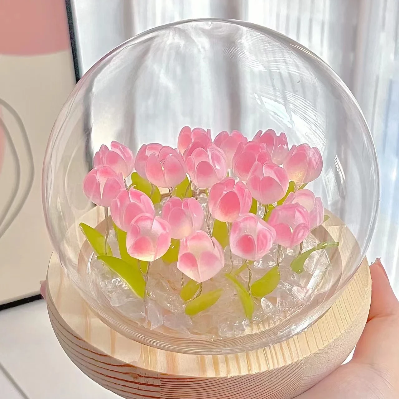 The product can be customized.Tulip Nightlight Handmade DIY Finished Material Pack Heat Shrinkable Gift for Best Friend Girl