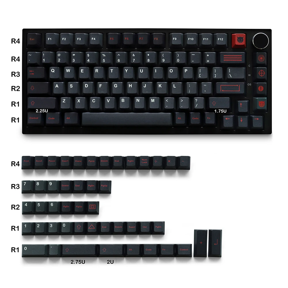 Personalized Evil Dolch Keycaps PBT Cherry Profile 129 Keys Dye-Sublimation for 61/87/104/108 Mx Switch Mechanical Keyboard