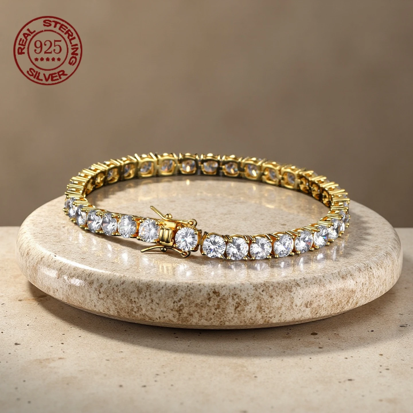 

Браслет из муассанита с полным покрытием из страз, из стерлингового серебра S925 с позолотой, для женщин и мужчин, ювелирное изделие, с сертификатом.