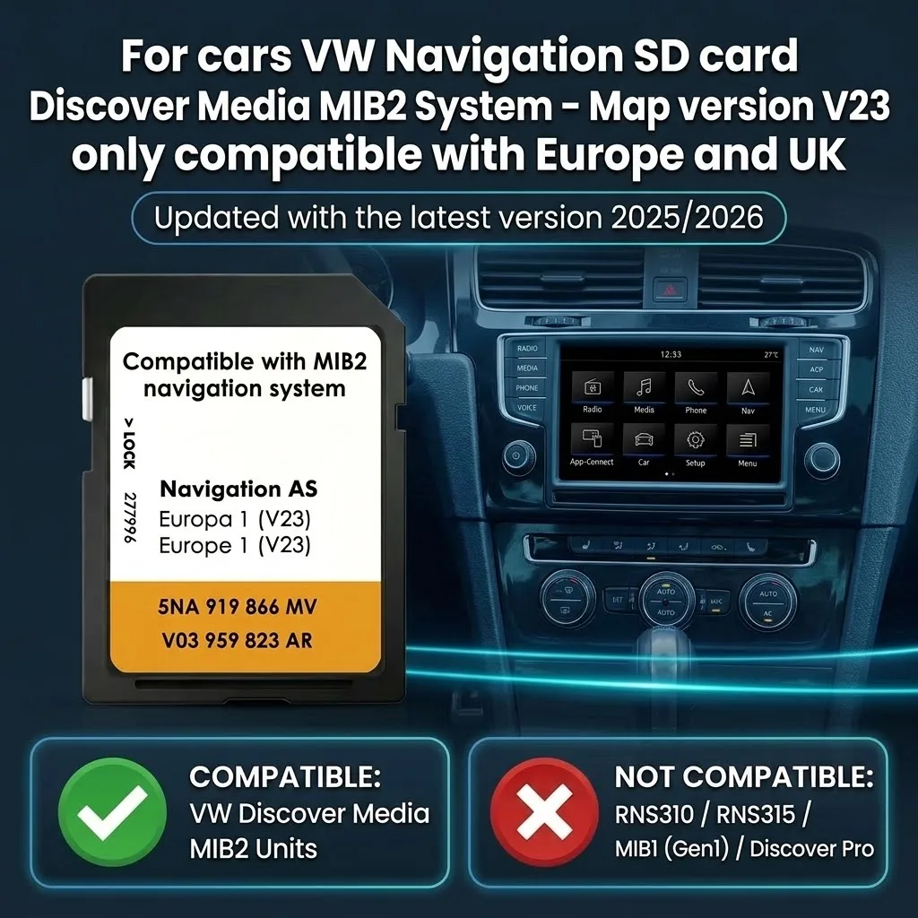 Check Your Unit! Full Europe UK Navi SD Card 5NA919866 MU TMC‑PRO For VW MIB2 Discover Media, Fits Tiguan(2012‑2021) Passat B8