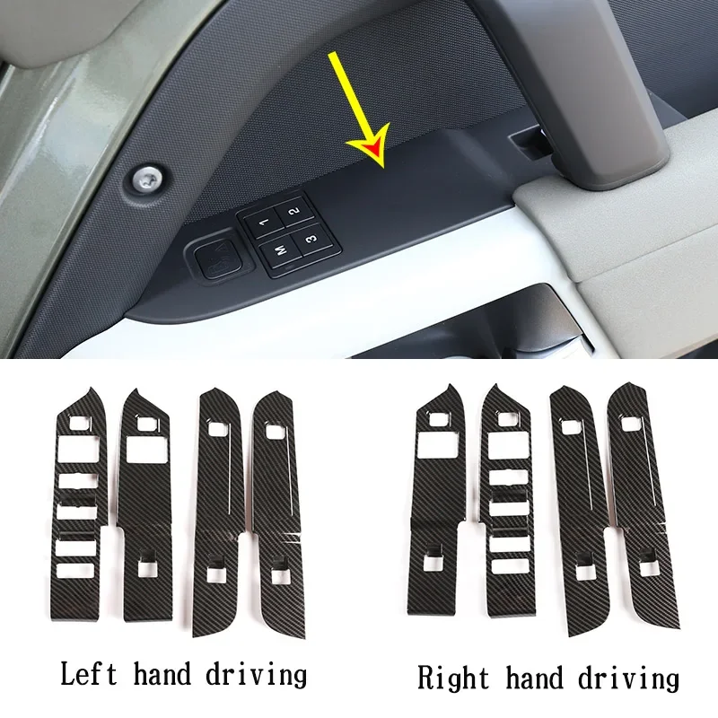 Car Accessories For Land Rover Defender 20-24 ABS Carbon Fiber Window Lift Switch Buttons Frame Cover Trim Stickers L H D& R H D