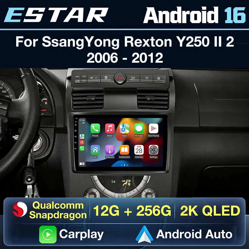 Wireless Carplay Android 16 For SsangYong Rexton Y250 II 2 2006 - 2012 RDS DSP 4G LTE QLED GPS BT Multimedia Car Radio WIFI 2din
