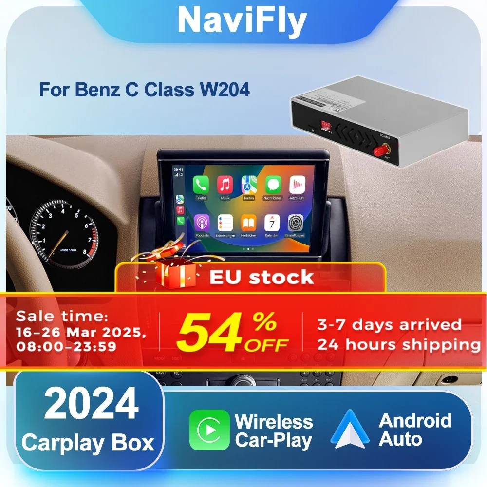 NaviFly Wireless CarPlay Android Auto Interface Box For Mercedes Benz C Class W204 C204 W205 2008-2018 Mirror Link AI BOX