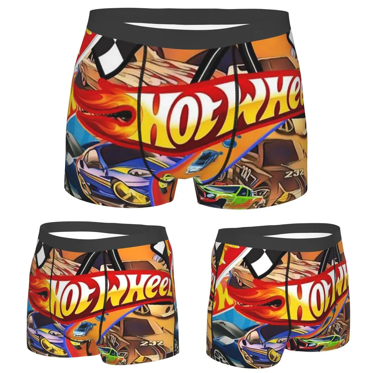 

Трусы-боксеры, шорты, гоночные трусики Hot Wheels, мужское мягкое нижнее белье для Homme, мужские подарки бойфренду