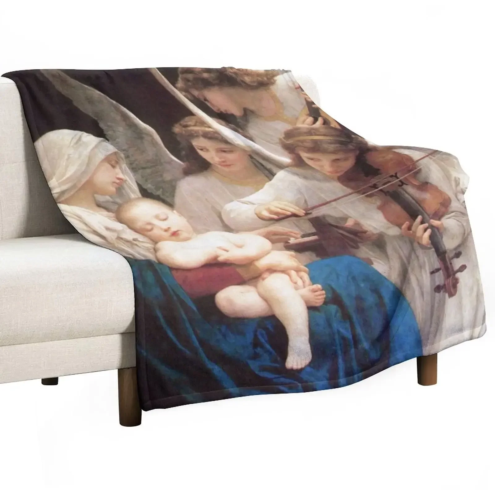 

Song of the Angels 1881 by French William-Adolphe Bouguereau Christian Art Virgin Mary and Child HD Throw Blanket