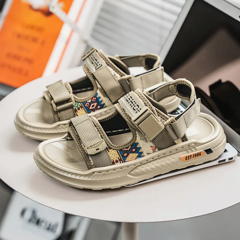 

Hook Loop Casual Sandals Man Slippers Retro Khaki Platform Sandals For Man Quality Beach Men's Summer Sandals sandalias hombre