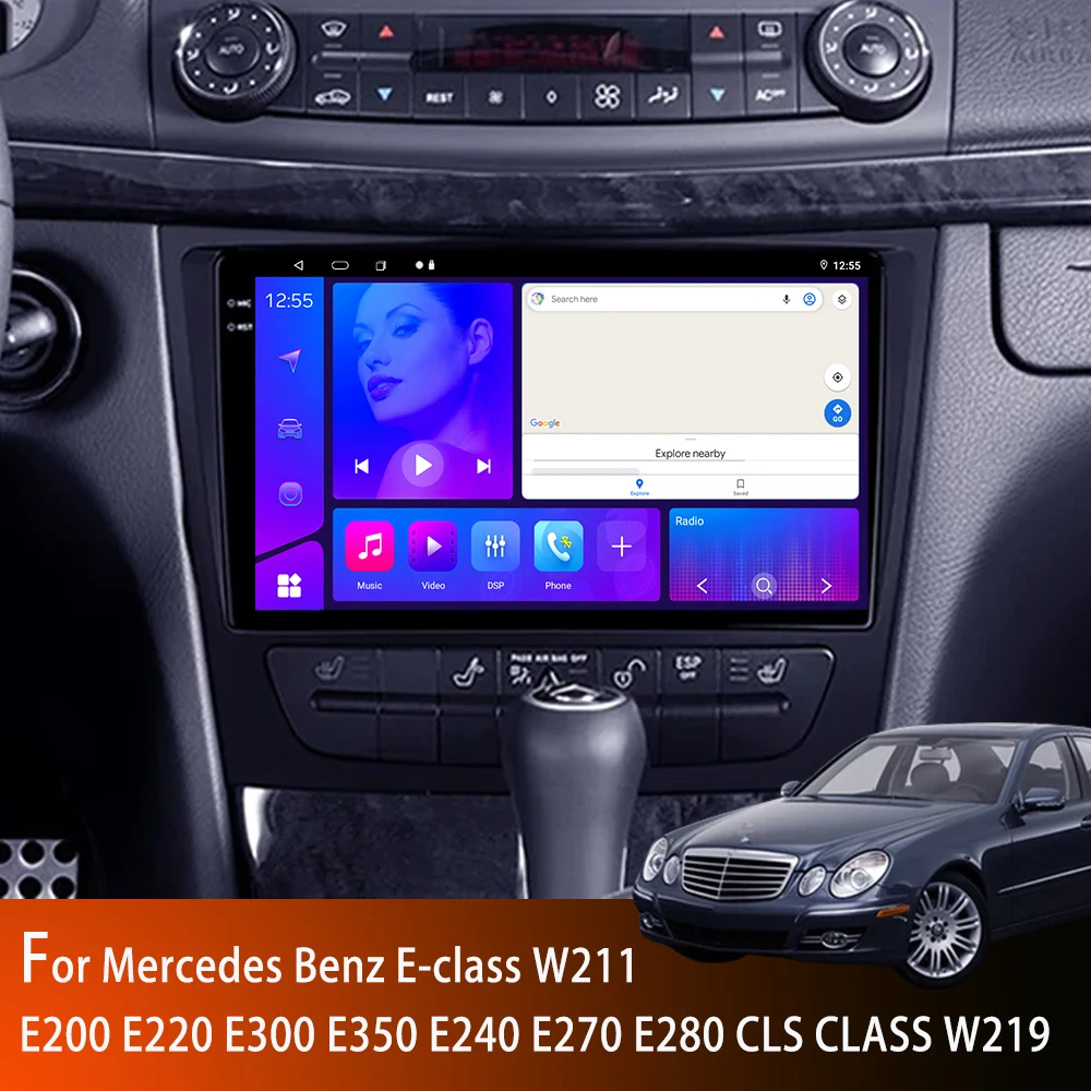 Android 14 For Mercedes Benz E-class W211 E200 E220 E300 E350 E240 CLS Car Radio Carplay Auto Multimedia Video Player stereo GPS