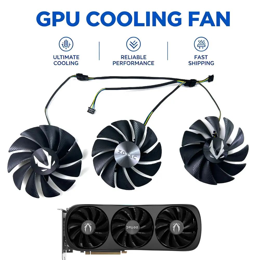 3PCS NEW Cooling Fan GA9S2U 4PIN 89MM For ZOTAC GAMING GeForce RTX 4070 Ti SUPER Trinity Black Edition 16GB GDDR6X GPU FANS