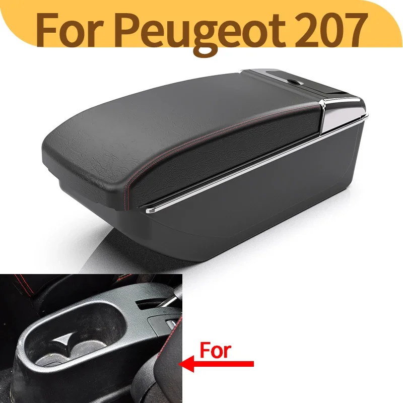 

For Peugeot 207 car armrest interior upgrade multi-functional storage box center console special modification car parts USB