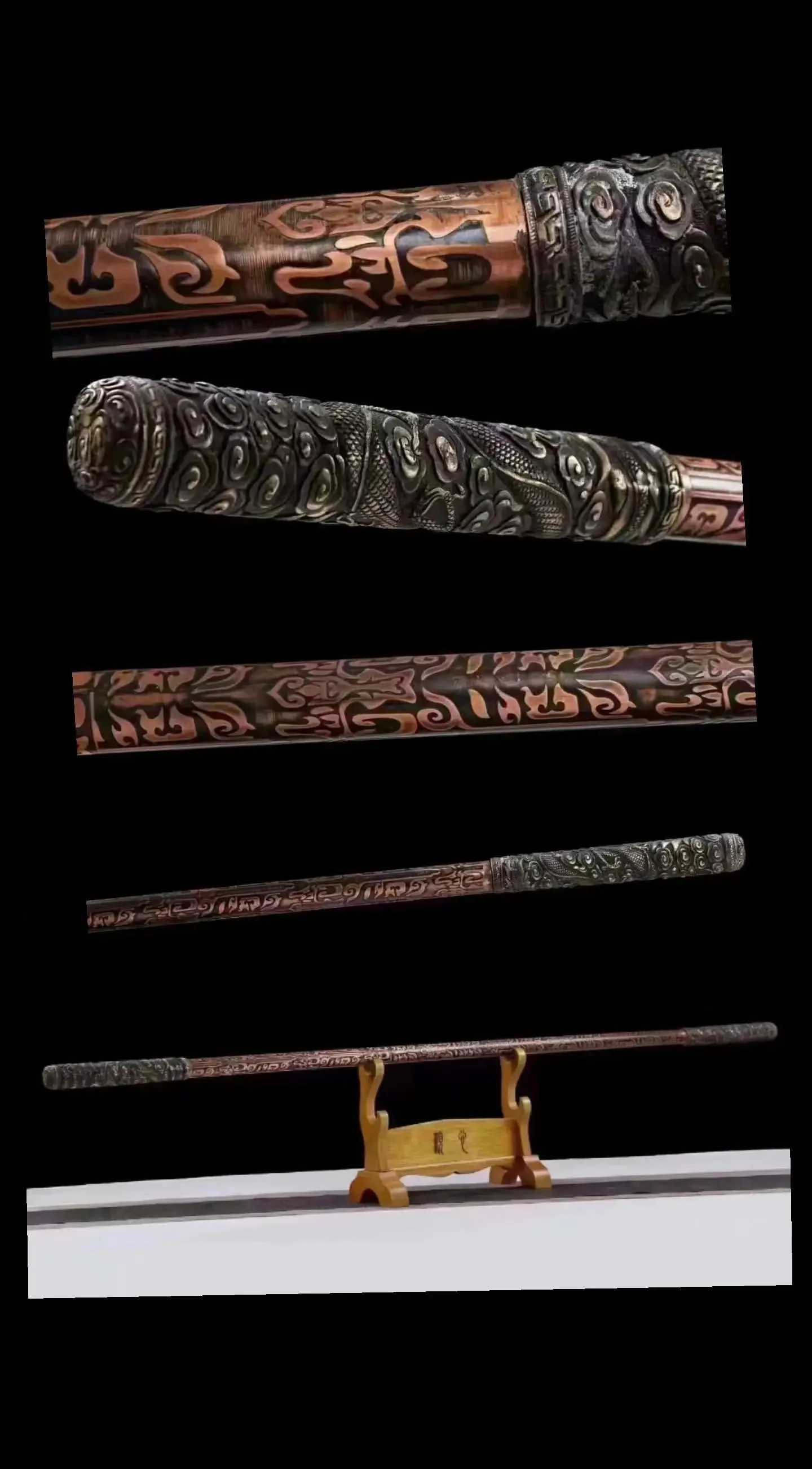 Chinese Kungfu Wushu, Dragon Subduing Demon Subduing Staff, Ancient Purple Copper Body, Martial Battle War Weapon Unsharp