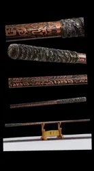 Chinese Kungfu Wushu, Dragon Subduing Demon Subduing Staff, Ancient Purple Copper Body, Martial Battle War Weapon Unsharp