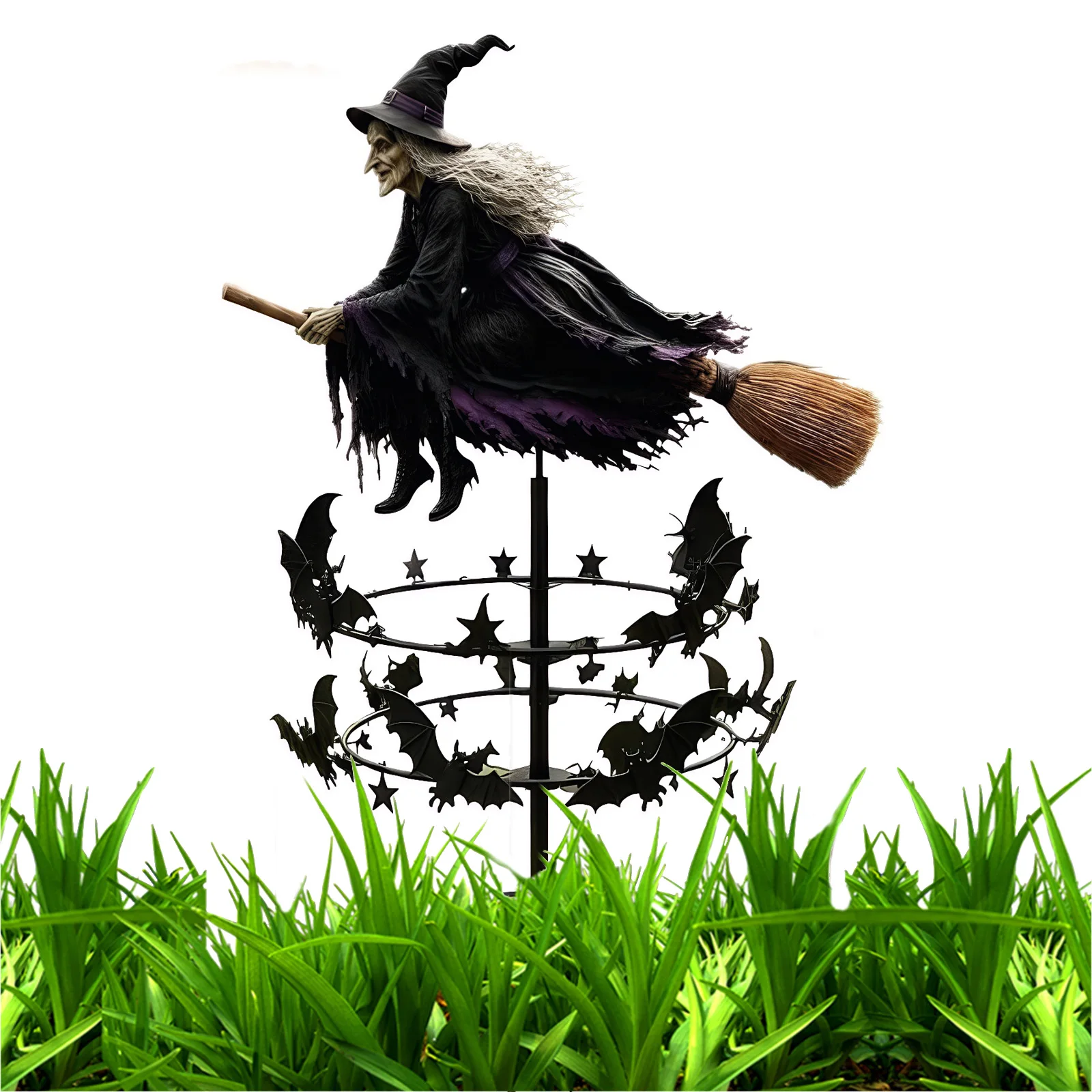 Iron The Enchanted Witch Garden Wind Spinner Outdoor Garden Stake Decoration for Outside Yard Farm Gardens Patio Decorations