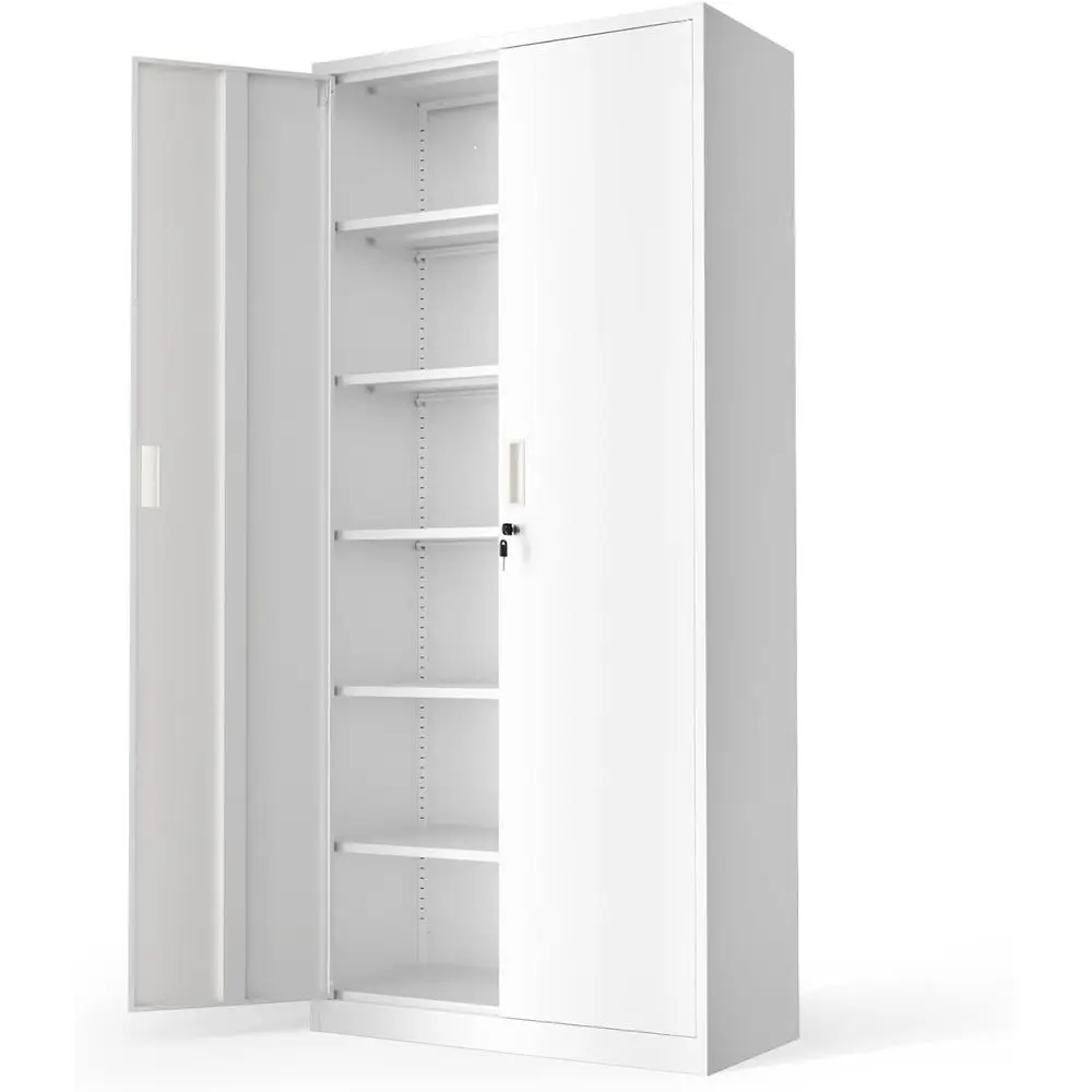 Metal Garage Storage Cabinet with 2 Doand 5 Adjustable Shelves, 71
