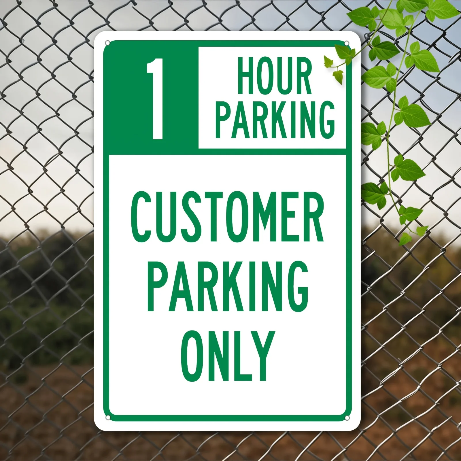 Tin Sign for 1-Hour Customer Parking Only, Suitable for Outdoor Wall Decoration. A Great Gift Idea, Unframed
