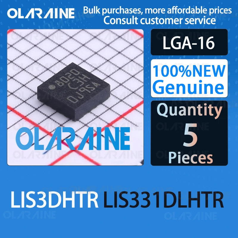 LIS3DHTR LIS331DLHTR LGA-16 100%New Motion positioning sensor accelerometer IC chip circuit controller olaraine