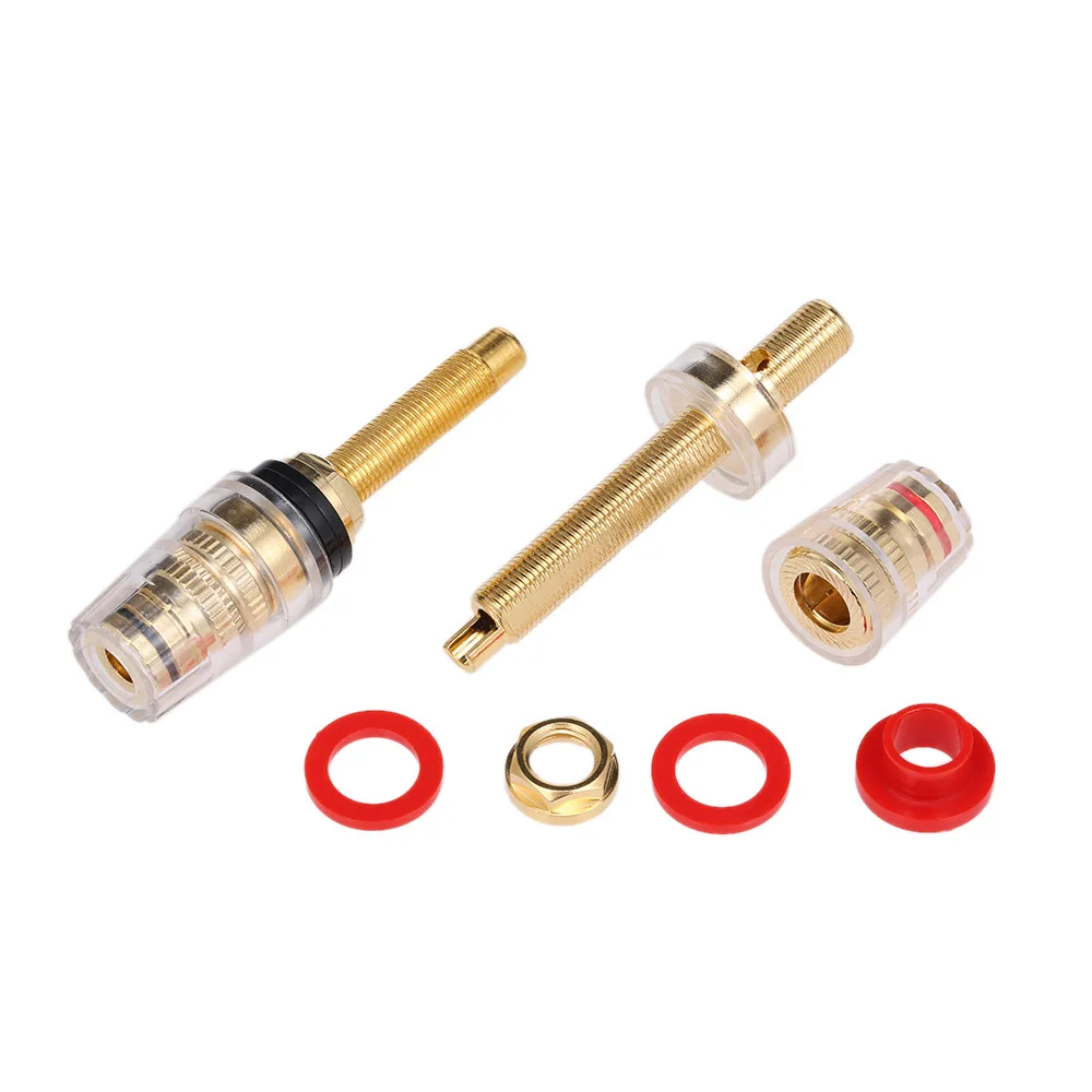 2pcs speaker DIY terminal connector binding post HIFI amplifier Pure cupper Gold-plated Banana socket junction Box