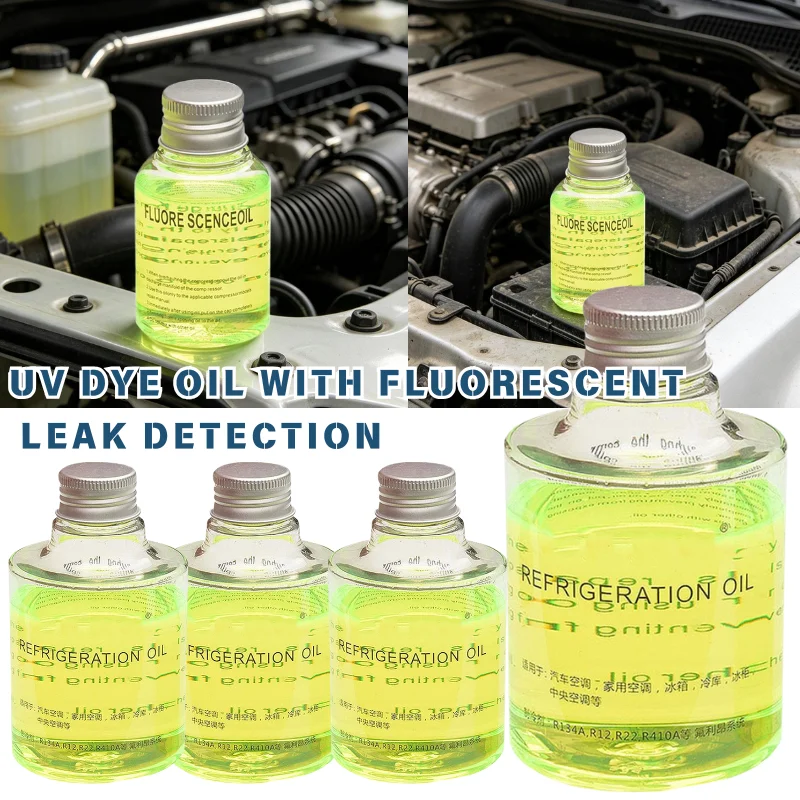 Auto AC Fluorescent Leak Detection Oil Refrigerant Leak Test Liquid For Car Home Air Conditioner Refrigeration System Inspection